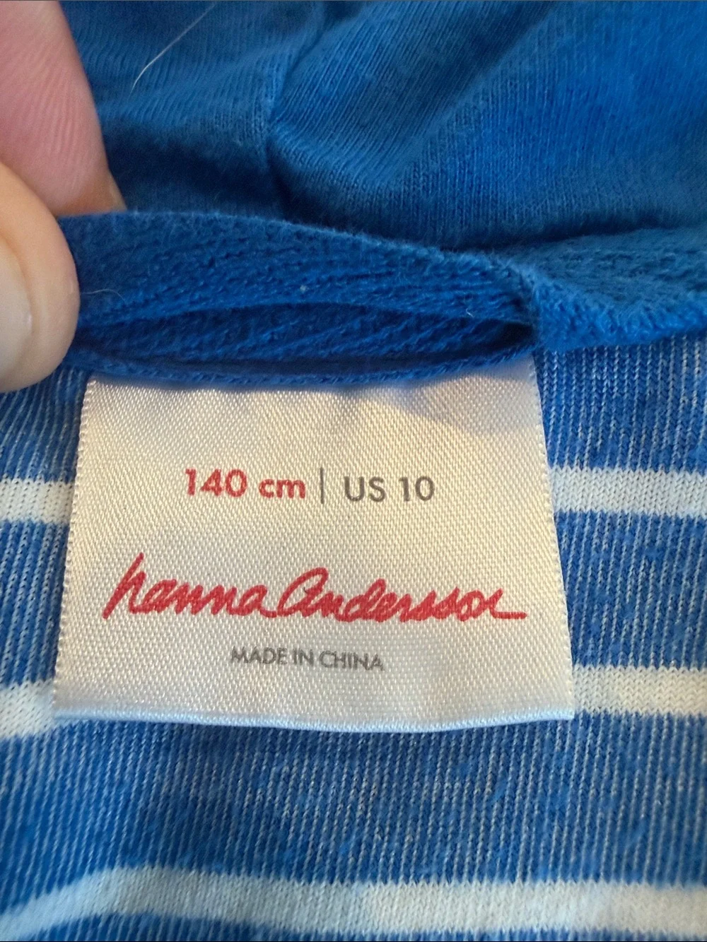 Kids Hanna Andersson Blue and White Striped swim cover size 10